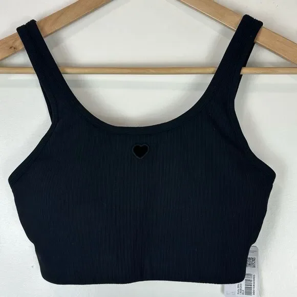 Lululemon Heart Nulu Ribbed Scoopneck Bra B/C Black Size M Valentine Pilates